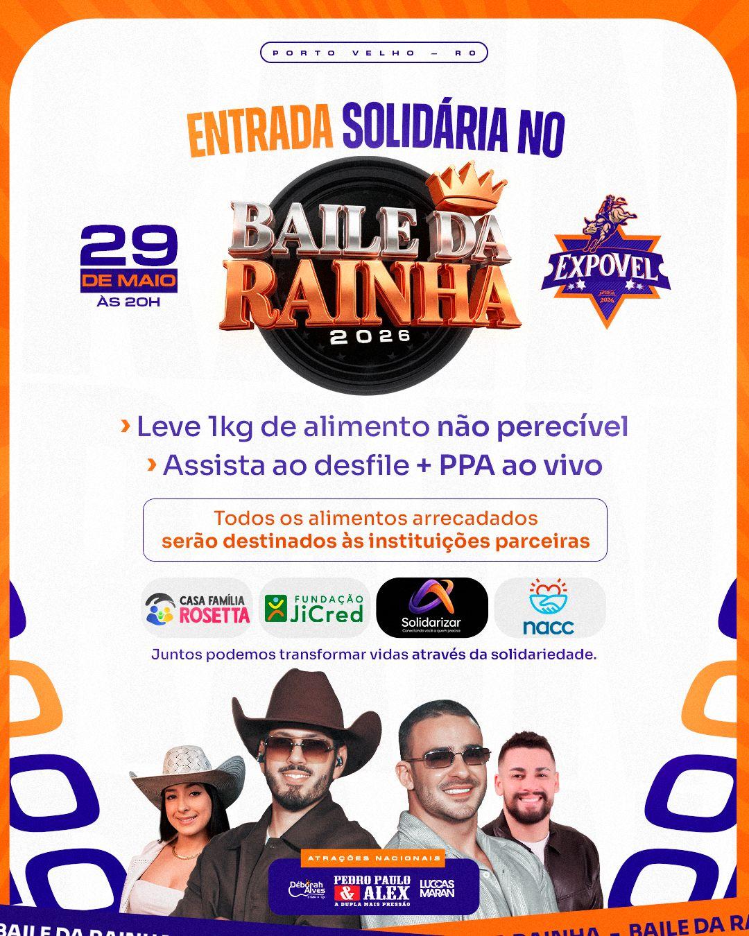 Expovel quer arrecadar 5 toneladas de alimentos durante Baile da Rainha em Porto Velho
