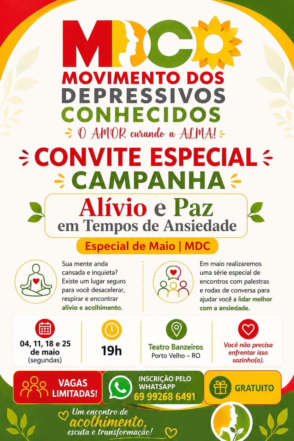 MDC FARÁ CAMPANHA CONTRA ANSIEDADE NO MÊS DE MAIO