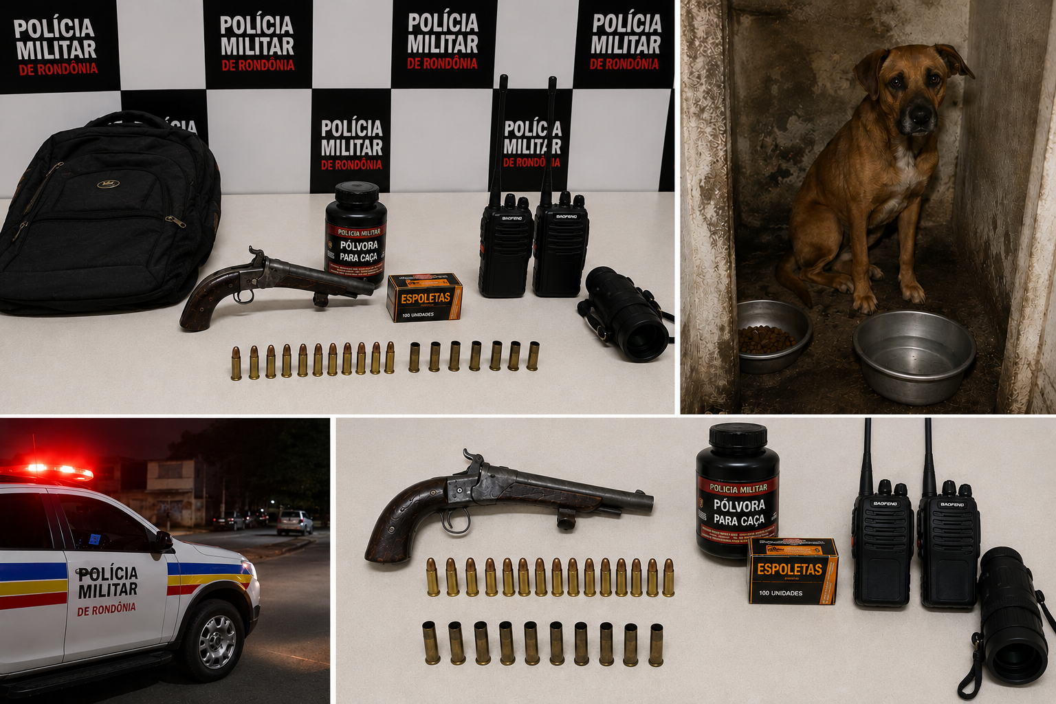 Vilhena – PM apreende arma artesanal, munições e constata maus-tratos a animal