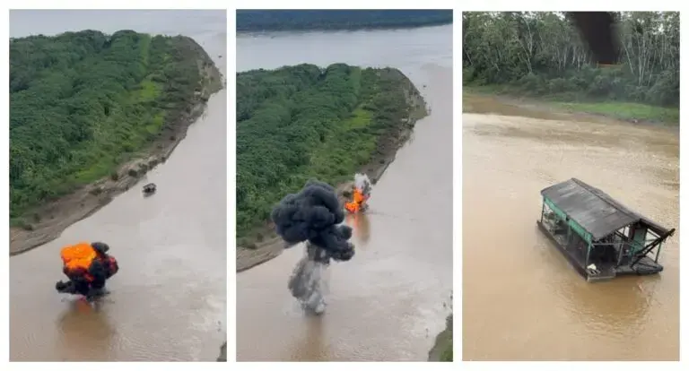  Amazônia em disputa: destruição de dragas pela PF e Ibama expõe força do garimpo ilegal no rio Madeira 