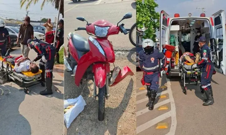 Motoboy fica ferido em colisão entre duas motocicletas no bairro Liberdade, em Porto Velho