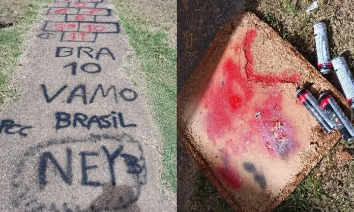 PCC na Copa? Dupla é flagrada fazendo pichações com sigla de facção no Morar Melhor